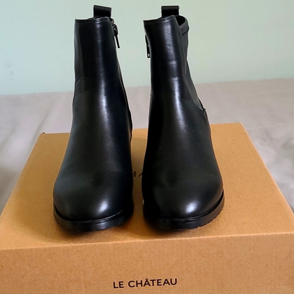 Le Chateau Shoes - Stretch Faux Leather Block Heel Ankle Boot
